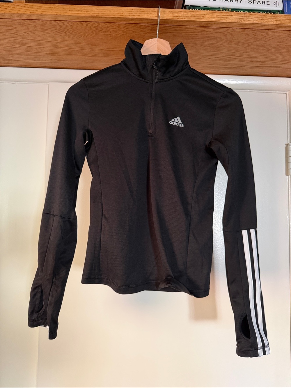 adidas Black Long-Sleeve Quarter-Zip training tee